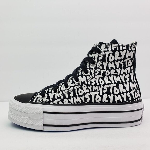 Converse CTAS Double Stack Lift Hi Womens Size 5 Black My Story Platform Sneaker - Picture 4 of 15